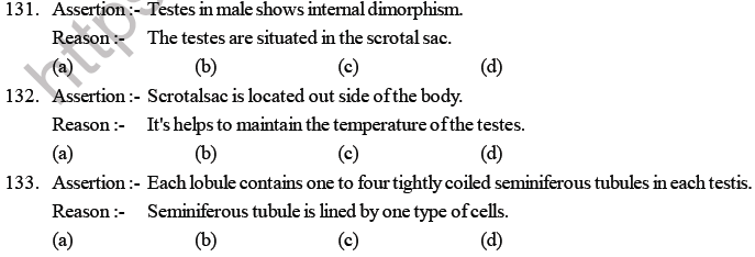 NEET Biology Human Reproduction MCQs Set B, Multiple Choice Questions